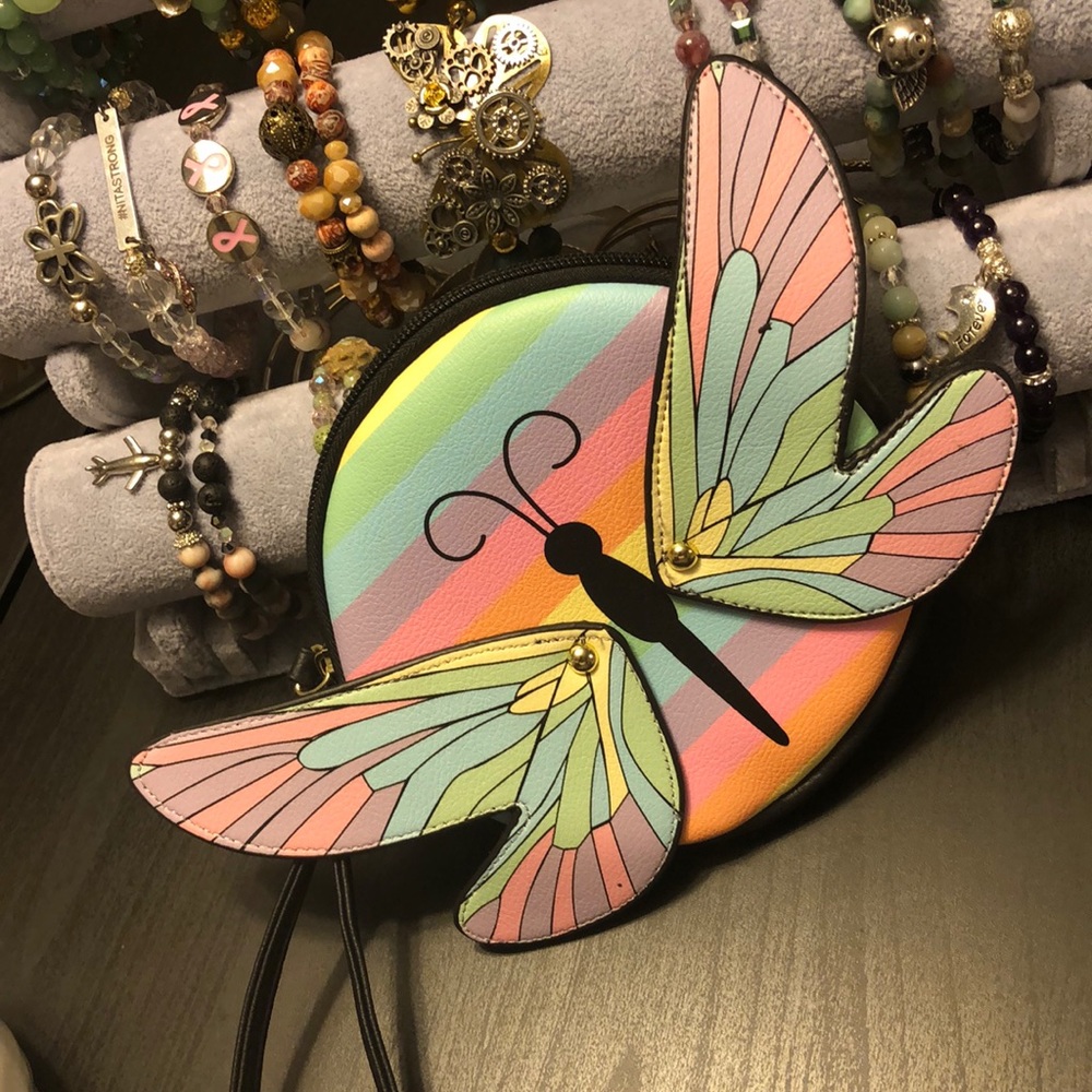 Rainbow Butterfly Wristlet